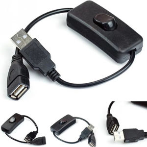 สาย USB 2.0 ตัวผู้-ตัวเมีย สายต่อขยายสีดำ พร้อมสวิตช์เปิด/ปิด สำหรับช่องเสียบ USB อุปกรณ์จ่ายไฟ USB