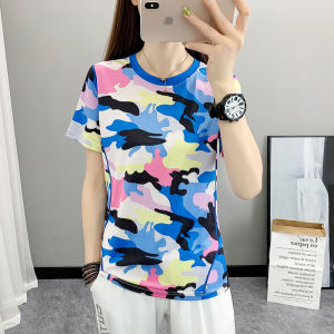 เสื้อยืดแขนสั้นผ้าไหมน้ำแข็งสำหรับผู้หญิง แห้งเร็ว ระบายอากาศได้ดี สำหรับการวิ่ง ปีนเขา ปั่นจักรยาน ฤดูร้อน แฟชั่นสตรีท