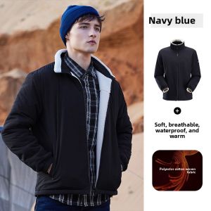 Jeep | Double-Sided Jeep Mens Outdoor Fleece Jacket Waterproof Autumn Winter Warm Coat Cotton Polyester Long Sleeve Casual Jacket