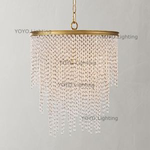 Modern Crystal Chandelier Pure Copper Dining Room Entrance Hall Lighting Luxury French Style Living Room Bedroom Suspension Lamp