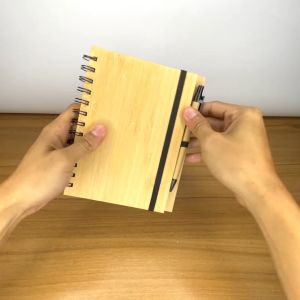 Lineworks A5 Bamboo Cover Notebook with Ballpen 70 Sheets