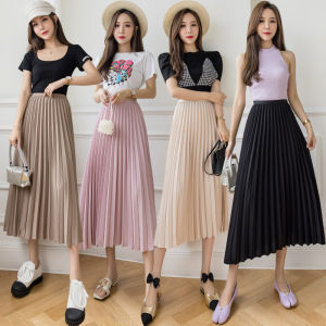 Váy Xếp Ly Rộng Cạp Cao Cho Nữ Mùa Xuân Hè Mới Rộng Rãi Thường Ngày Váy Dài Bằng Chiffon Quần Dài Bằng Lụa Băng Váy Chín Điểm