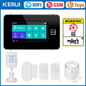 Kerui | KERUI WIFI 2G GSM Alarm System 4.3 inch Touch Screen Panel Tuya Smart Home Alarm Temperature Humidity Display for House G60B