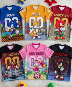 Bandai | Sonic The Hedgehog Kids T Shirt Boys Girls Cartoon Print Short Sleeve Sport Jersey Children Summer Casual Tee Tops Adult T-shirt