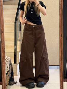 Quần Jeans Ống Rộng Cạp Cao Phong Cách Mỹ Cổ Điển Cho Nữ Có Túi Lớn Quần Thường Ngày Dáng Rộng Quần Dài Thẳng Cổ Điển