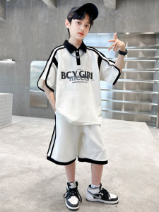 Boys Summer Short Sleeve Sporty Casual Two-Piece Set Cotton Blend Fabric Comfortable Breathable POLO Shirt And Pants Ensemble