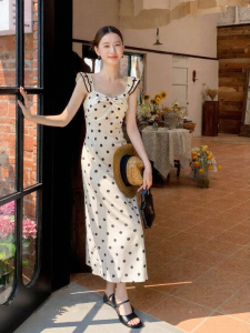 XXNING | Vintage Dotted Polka Dot Flared Sleeve Autumn Dress Women