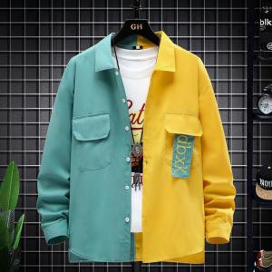 LIIEN NOOS | Japanese Retro Workwear Stylish Loose Color Block Long Sleeve Shirt for Men Spring