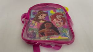 Disney Princess Book Backpack with 3 Books Stickers & Pencils for Kids