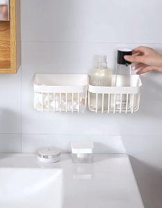 DXL Bathroom Storage Basket Wall-mounted Kitchen Hanging Basket Bathroom Makeup Toiletries Storage Basket