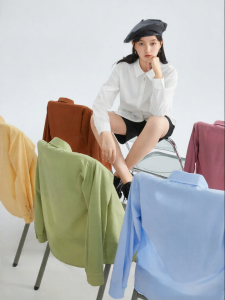INMAN | Áo Blouse Kinh Doanh Phong Cách Pháp Tay Dài Màu Trắng Ôm Sát