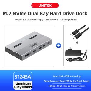 YUEYUZHE | NVMe M.2 Hard Drive Dock Dual Bay 40Gbps Type C 3.2