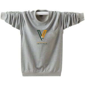 Spring 2025 Mens Cotton Sweatshirt Long Sleeve Loose Fit T-Shirt Youth Student Casual Large Size Hoodie Fashion Trend