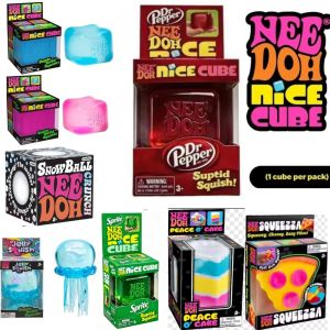 Schylling NeeDoh Nice Cube & Nice-Sicle Squishy Toys Anti-Anxiety Squeeze Fidget Toys for ADHD Stress Relief & Focus