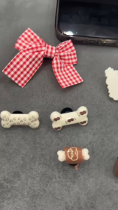 Bộ Charm nơ hồng Gắn Dép Sticker Jibbitz gắn sục cho bé gái siêu đáng yêu