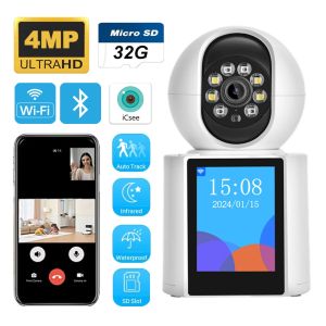 4MP ICSee One-Click Intercom Baby Monitor PTZ WiFi Indoor Camera with 355° Pan/Tilt & Auto Tracking Video Surveillance for Home