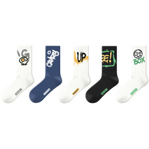Mens Sport Socks Anti-Bacterial Basketball Mid-Calf Cotton Socks for Spring Autumn Winter Youth Teenagers Long Tube Socks