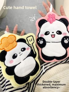 Thickened Cute Giant Panda Hand Towel Hanging Kitchen Absorbent Quick Dry Bathroom Hand Washing Dry Hand Towel Home Textile