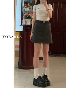 Deep Grey High Waist Suit Short Skirt Women Summer plus Size Pear Shape Small Size Slim a Line Half Body Skirt Korean Style