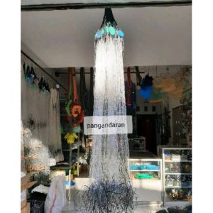 jaring ikan bentang siap pakai 3 lapis tinggi 1m panjang 25m 4in 020mm 1in 012mm pemberat timah
