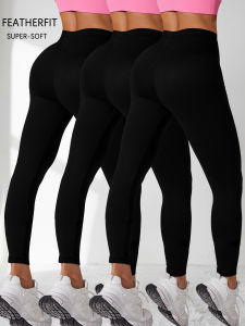 3 Pack Womens Super Soft Leggings High Elasticity No See Through Workout Yoga Running Athletic Push Up Gym Fitness Leggings