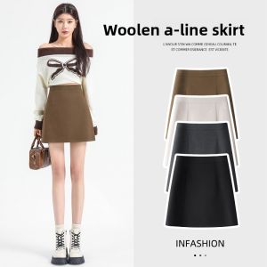 ZITENGFEI | Black Wool Short Skirt A-line Pencil Skirt