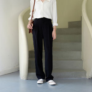 Gray Wide Leg Pants Womens High Waist Draped Loose Casual Black Straight Leg Pants Floor-Length Trousers Suit Pants Spring 2025