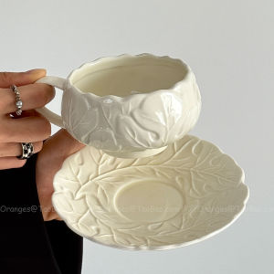 แก้วกาแฟลายใบไม้ 3D ลายใบไม้สไตล์ย้อนยุค Oranges แก้วกาแฟลาเต่็ก แก้วดื่มชาเย็น ของขวัญเล็กๆ ที่ไม่ซ้ำใคร