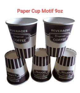 Hot Paper Cup / Cup Kertas / Gelas kertas 9oz Polos Motif Gagang 50pcs