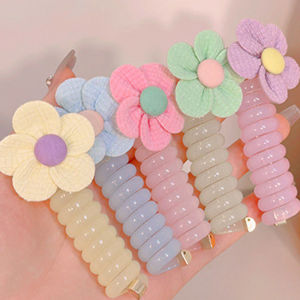 Children Telephone Line Hair Ring Rubber Bands Hair Accessories Hair Scrunchies Flower Telephone Line Hair Band Ponytail Holders