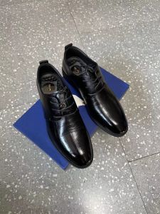 Genuine Top Layer Cowhide Mens Casual Business Shoes Massage Soft Bottom Pressed Flower Leather Shoes Breathable round Toe