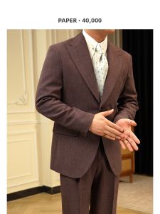 Vintage Elegant Italian Naples Style Gentleman Casual Suit Men Autumn Winter