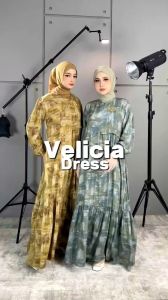 BAJU GAMIS RAYON DAILY OUTFIT WANITA ANGGUN & FASHIONABLE ALINE VELICIA DRESS