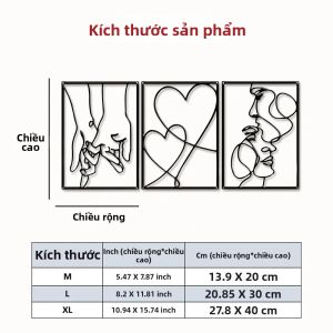 CIFbuy | CIFBUY Tượng Điêu Khắc Cặp Đôi Trừu Tượng Màu Đen Và Trắng Kim Loại Nghệ Thuật Treo Tường Trang Trí Mặt Hình Trái Tim Bằng Sắt Cho Văn Phòng Tại Nhà Khách Sạn Cafe