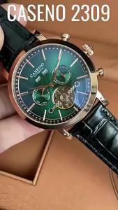 Mens Automatic Mechanical Watch Tourbillon Moon Phase 24 Hour Indicator See-Through Case Back 30M Water Resistance 42MM Large D
