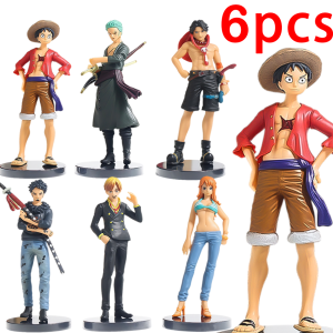 Bandai | Anime 6pcs One Piece Figures Luffy Ace Solon Mei Sanji Action Model Pvc Desktop Statue Ornament Collection desktop Toys Gifts