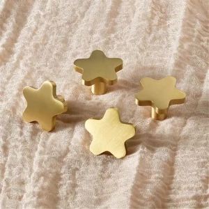 Pure Copper Star Shape Cabinet Knobs Childrens Room Five Pointed Star Brass Handles Wardrobe Kitchen Pulls Handle Cupboard Hook