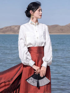 Bộ Váy Xếp Ly Phong Cách Trung Hoa Mới Cho Nữ Mùa Thu 2025 Bộ Sưu Tập Thường Ngày Váy Hanfu Cổ Điển Được Cải Tiến