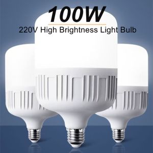 2~1PCS 220V 100W 80W E27 High Power LED Screw Mouth Light High Brightness Light Bulb White Light Eye Protection Non Flickering