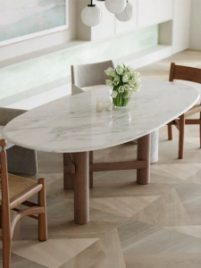 Natural Designer French Luxurious High-end Italian Vintage Zen White Oval Dining Table