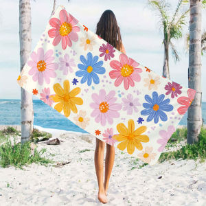 Colorful Cartoon Daisy Beach Towels Ultra Lightweight Quick Drying Super Absorbent Summer Essential Fast-Drying Towel for Beach