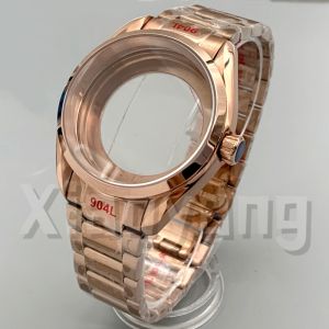 40MM NH35 Polish Bezel Rose Brass Watch Case Sapphire Glass Fit 33.5mm Watch Dial Suitable NH34 NH35 NH36 Movement Watch Parts