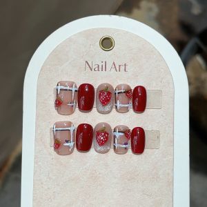 Handmade Wine Red Strawberry Soft Candy Shaped Nail Art Stickers 3D Stand out White Color Beauty Tools from China