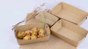 [25 PCS] Paper Tray Piring Kertas Laminasi Food Paper Kraft Ukuran S M L Alas Tempat Makan Food Grade