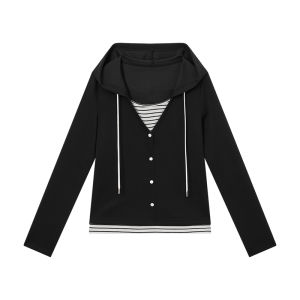URLAZH | Youthful Casual Fake Two-Piece Hooded Cardigan