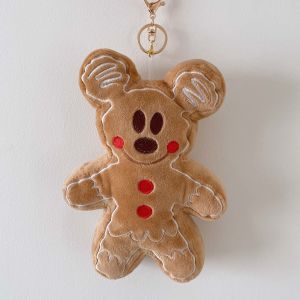 Disney Gingerbread Man Mickey Minnie ตุ๊กตาของเล่นกระเป๋าจี้ตุ๊กตาอะนิเมะบิสกิต Plushies Cuddly คุกกี้ตุ๊กตาตกแต่งบ้าน Xmas ของขวัญ