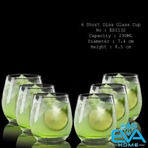 Bộ 6 Ly Thuỷ Tinh Bầu Tròn Lùn Chịu Nhiệt Deli 290ML Short Disa Glass Cup ES1132