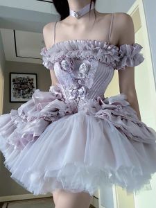 Elegant Princess Style Off-Shoulder Gown with Fishbone Design for Women Summer Birthday Party Dress Beautiful Unmatched Quality