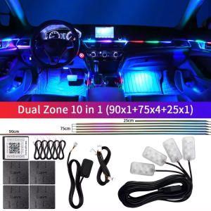Dual Zone Universal LED Ambient Light 6/10/14/18/22 in 1 Symphony RGB LED Hidden Acrylic Strip Interior Atmosphere Lamp by App