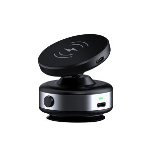 Electric Magnetic Car Phone Holder Wireless Charger 360° Rotation N52 Strong Vacuum Suction for iPhone 17 16 15 14 Pro Max